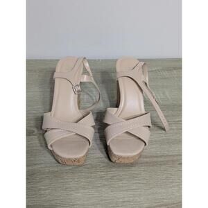 Y-Not? Beige Cork Wedge Sandals